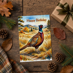 Ländlicher Herbst-Wildlife-Fasan-Geburtstag Karte