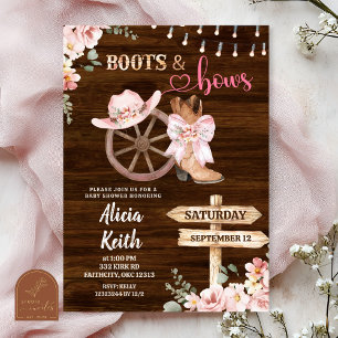 ländlicher Holz Hintergrund Blumenstiefel und Schl Einladung