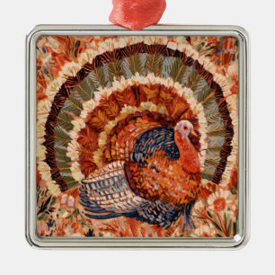 Ländlicher impressionistischer Herbsttruthahn Ornament Aus Metall