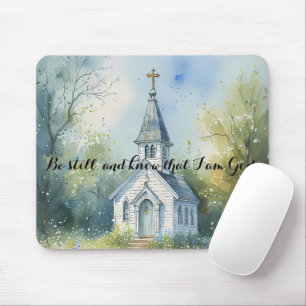 Ländlicher Kirchenweg in einer Wildblumenwiese Mousepad