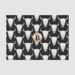 Ländlicher Kuhschädel Boho Monogramm Personalisier Seidenpapier