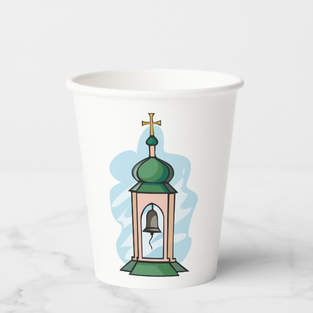 Ländlicher orthodoxer Kirchturm Pappbecher (Vorderseite)