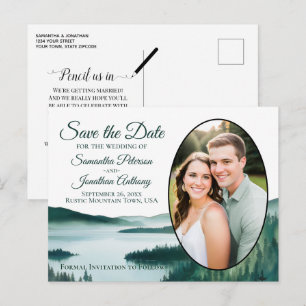 Ländlicher ovaler See-Foto-Save-the-Date Ankündigungspostkarte
