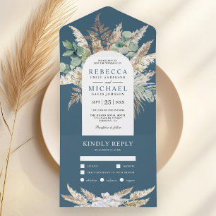 Ländlicher Pampas-Eukalyptus-Bogen Dusty Blue Hoch All In One Einladung