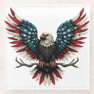 Ländlicher patriotischer amerikanischer/USA-Weißko Glasuntersetzer