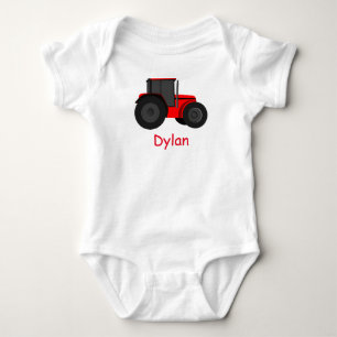 Ländlicher Roter Traktor mit dem Namen Ihres Babys Baby Strampler