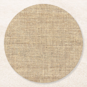 Ländlicher rustikaler Vintage-Jute Runder Pappuntersetzer
