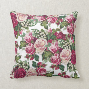 Ländlicher Schick in rosa lila grün vintage Blumen Kissen