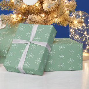 Ländlicher Schnee auf Grün Geschenkpapier