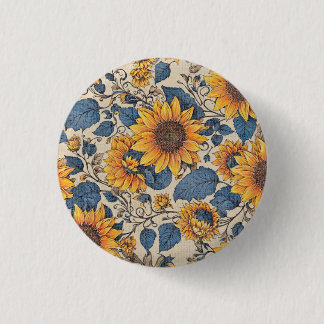 Ländlicher Sonnenblumen-Cottagecore-Blumenknopf Button