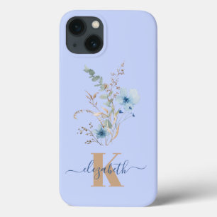 ländlicher staubiger Blauton Wasserfarben-Blumenst Case-Mate iPhone Hülle