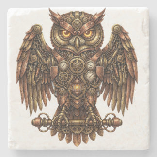 Ländlicher Steampunk-Mechanischer-Eule-Absorbierst Steinuntersetzer