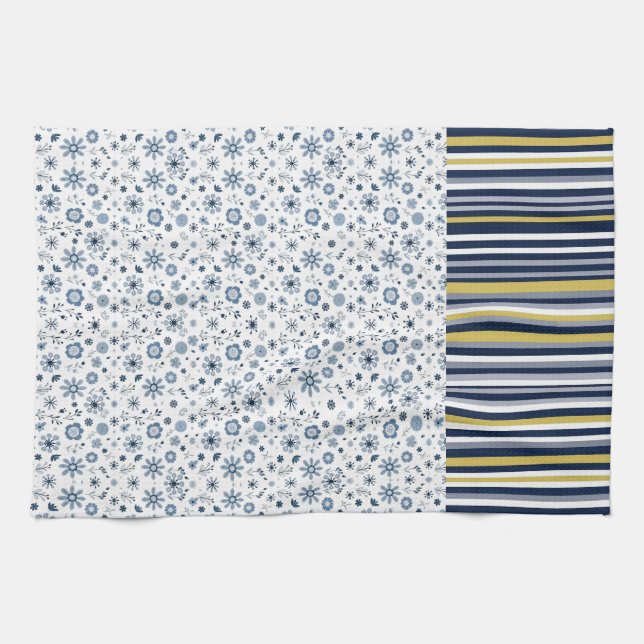 Ländlicher Stil: weiche Streifen mit floralen Akze Geschirrtuch (Horizontal)