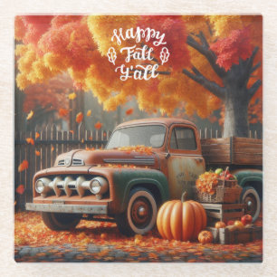Ländlicher/vintage Herbst-Farm-LKW Glasuntersetzer