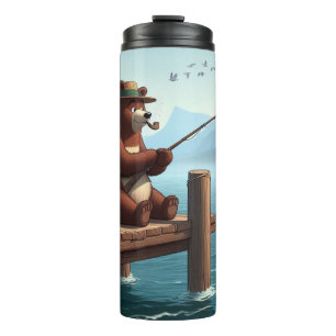 Ländlicher, vintage Outdoor-Bär-Berg Thermosbecher
