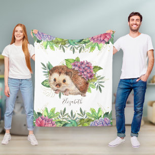 Ländlicher Wald Forst Süßer Blumen Igel Fleecedecke