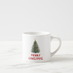 Ländlicher Wasserfarbe-Christmas-Baum Weihnachten Espressotasse