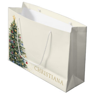Ländlicher Wasserfarben-Weihnachtsbaum Weihnachten Große Geschenktüte