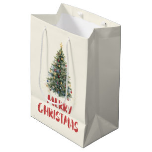Ländlicher Wasserfarben-Weihnachtsbaum Weihnachten Mittlere Geschenktüte