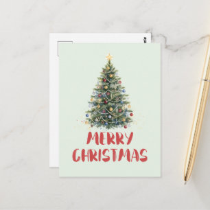 Ländlicher Wasserfarben-Weihnachtsbaum Weihnachten Postkarte