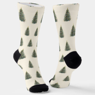 Ländlicher Wasserfarben-Weihnachtsbaum Weihnachtsf Socken