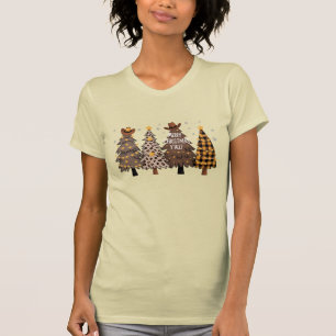 Ländlicher Weihnachts-Western-Baum Cowboy Cowgirl T-Shirt