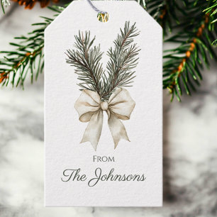 Ländlicher Weihnachtsbaum Zweig Personalisiertes W Geschenkanhänger