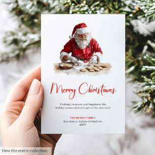 Ländlicher Weihnachtsmann Minimalistische Wasserfa Feiertagskarte