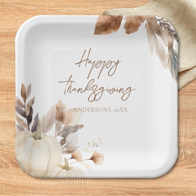 Ländlicher Weißer Kürbis Thanksgiving Pappteller (Von Creator hochgeladen)