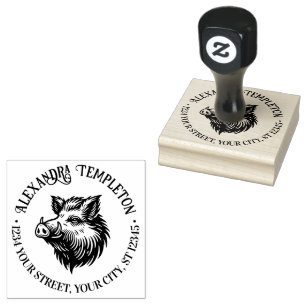 Ländlicher Wildschweinkopf Name Rücksendeadresse # Gummistempel