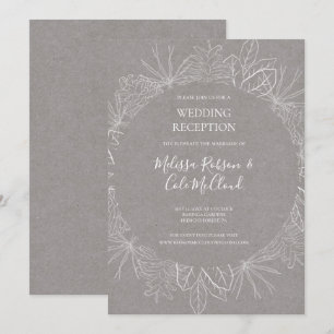 Ländlicher Winter   Graue Hochzeitsempfangs-Einlad Einladung