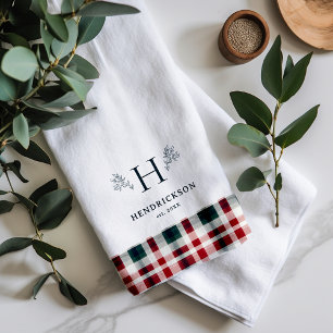 Ländliches Bauernhaus Familienname Monogramm Geschirrtuch