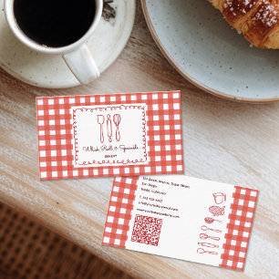 Ländliches Bauernhaus Gingham QR-Code Bäckerei Visitenkarte