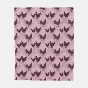 Ländliches Bauernhaus-Huhn-Muster – In Rosa Fleecedecke