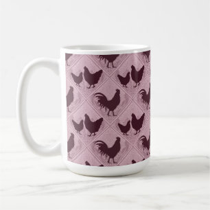Ländliches Bauernhaus-Huhn-Muster – In Rosa Kaffeetasse