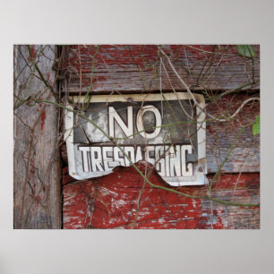 Ländliches Betreten-Verboten-Schild an roter Scheu Poster
