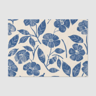 Ländliches Blau Botanisch Fette Retro Vintage Blum Seidenpapier