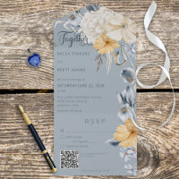 Ländliches Blau Gelb & Weiß Floral Blau QR-Code