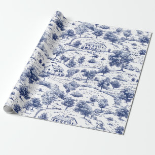Ländliches Blau Landtoile-Muster Geschenkpapier