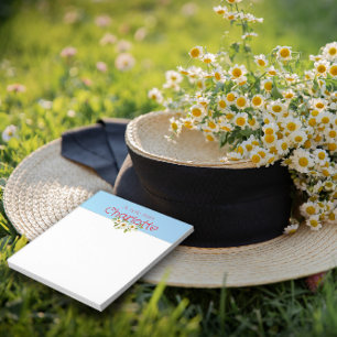 Ländliches Blumen-Wasserfarben-Blau Notizblock