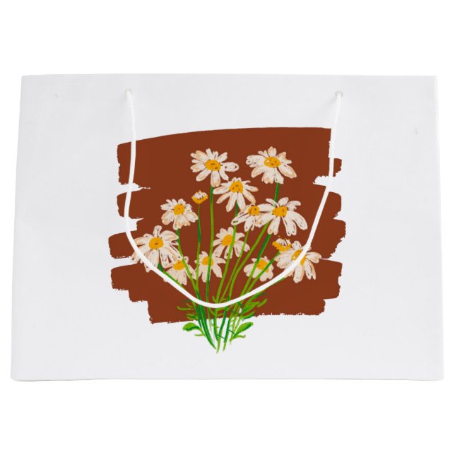 Ländliches Blumendesign auf braunem Hintergrund Große Geschenktüte (Vorderseite)