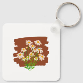 Ländliches Blumendesign auf braunem Hintergrund Schlüsselanhänger