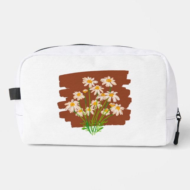 Ländliches Blumendesign auf braunem Hintergrund Waschbeutel (Vorderseite)