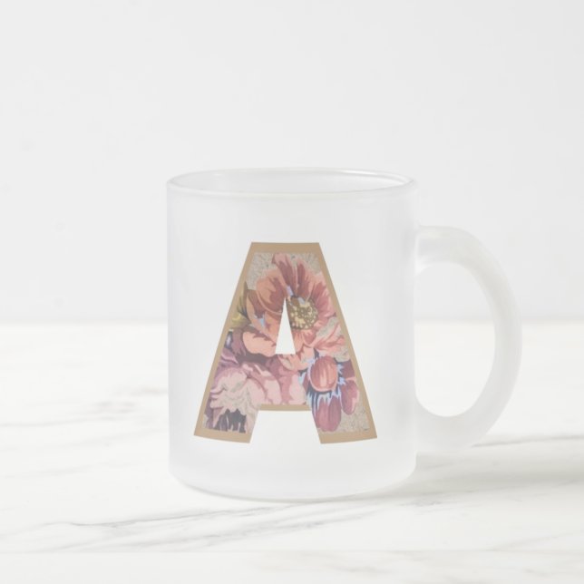 Ländliches Blumeninitial A Monogramm Mattglastasse (Rechts)