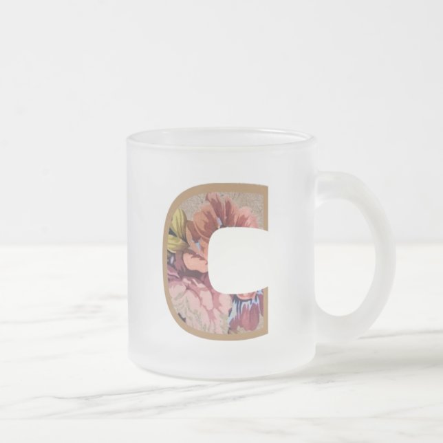Ländliches Blumeninitial C Monogramm Mattglastasse (Rechts)