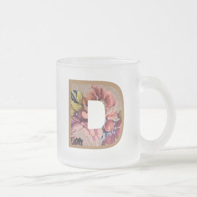 Ländliches Blumeninitial D Monogramm Mattglastasse (Rechts)