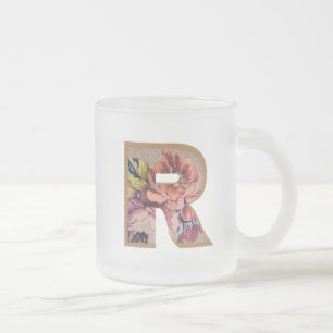 Ländliches Blumeninitial R Monogramm Mattglastasse