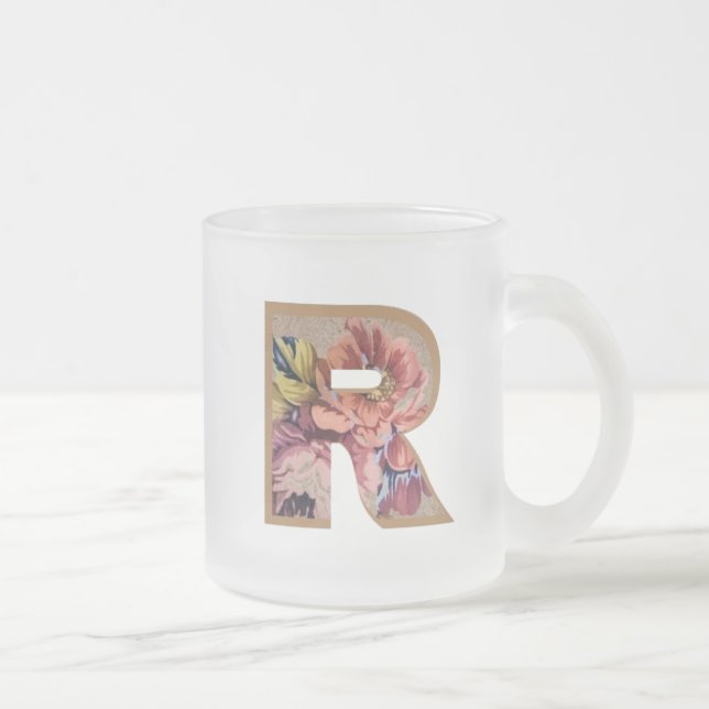 Ländliches Blumeninitial R Monogramm Mattglastasse (Rechts)