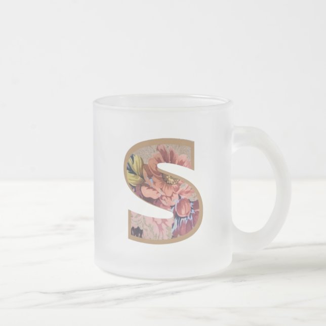 Ländliches Blumeninitial S Monogramm Mattglastasse (Rechts)