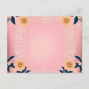 Ländliches Blumenmuster auf hellrosa Hintergrund Postkarte